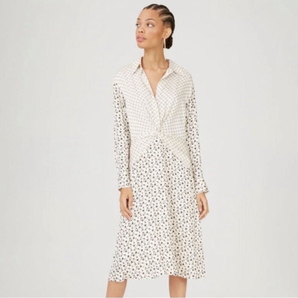 Club Monaco silk shirt dress with mixed print